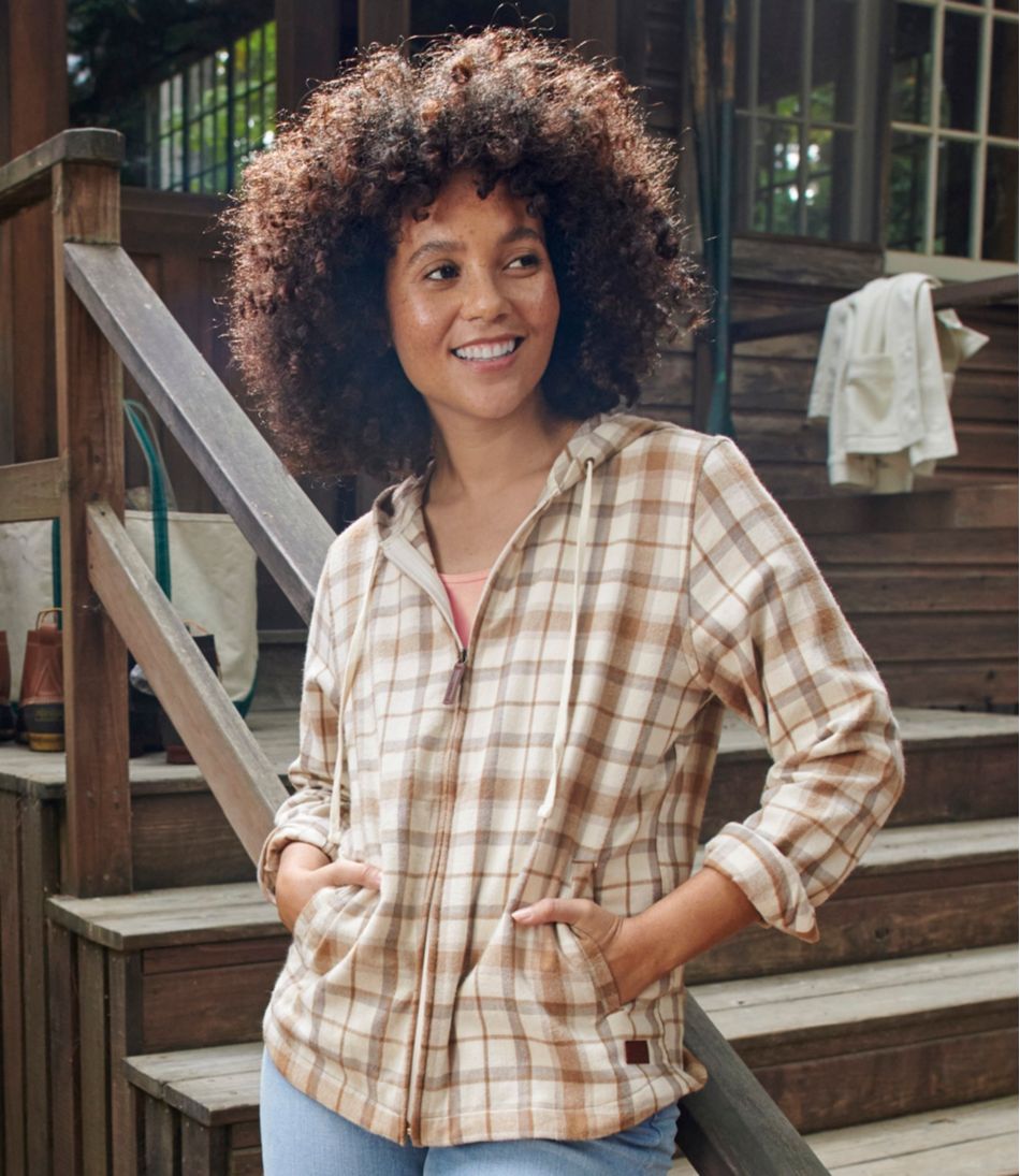 Women's Scotch Plaid Flannel Shirt, Relaxed Zip Hoodie L.L.Bean Classic