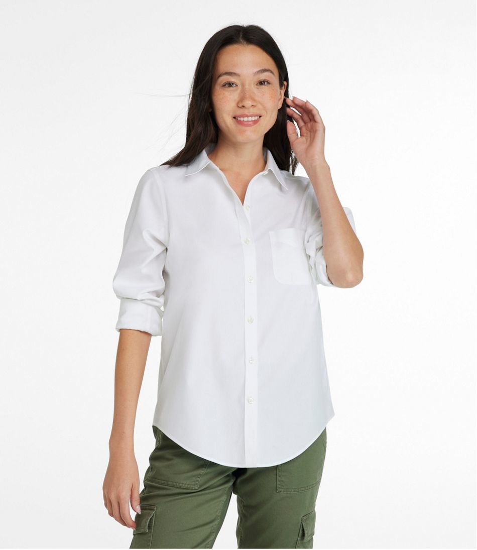 Women's Wrinkle-Free Pinpoint Oxford Shirt, Long-Sleeve Relaxed Fit L.L.Bean Essential