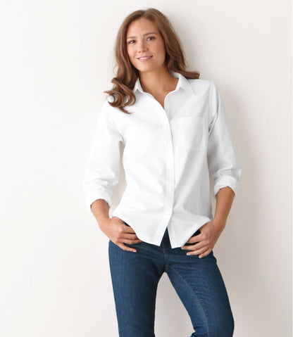 Women's Wrinkle-Free Pinpoint Oxford Shirt, Long-Sleeve Relaxed Fit L.L.Bean Essential