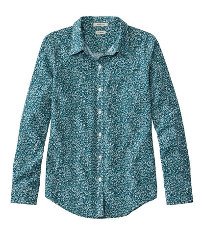 Women's Wrinkle-Free Pinpoint Oxford Shirt, Relaxed Fit Long-Sleeve Print L.L.Bean Featured