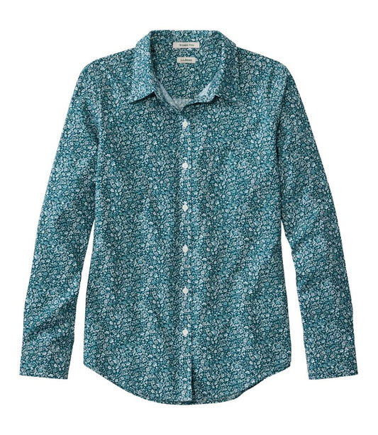 Women's Wrinkle-Free Pinpoint Oxford Shirt, Relaxed Fit Long-Sleeve Print L.L.Bean Featured