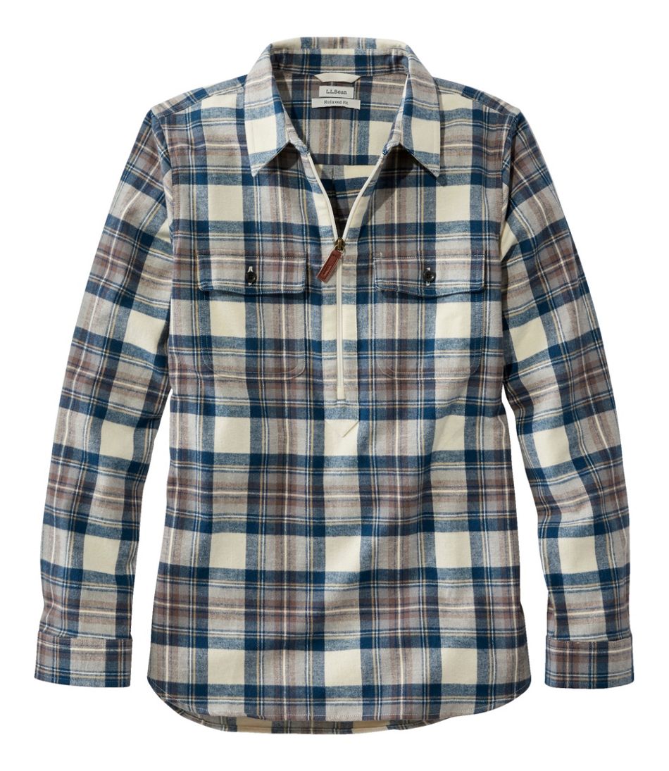 Women's Scotch Plaid Flannel Shirt, Quarter-Zip L.L.Bean Best Seller