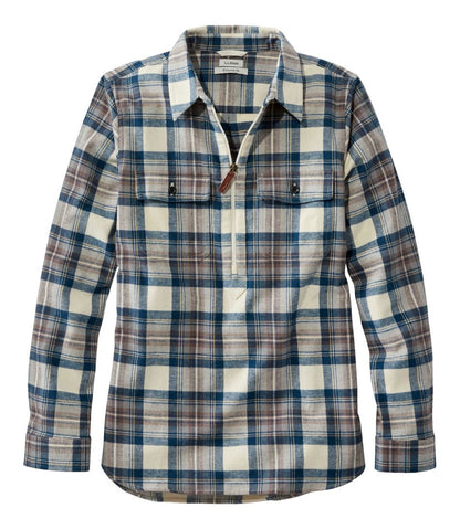 Women's Scotch Plaid Flannel Shirt, Quarter-Zip L.L.Bean Best Seller