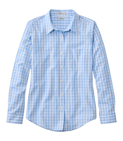 Women's Wrinkle-Free Pinpoint Oxford Shirt, Long-Sleeve Relaxed Fit Plaid L.L.Bean Top Pick