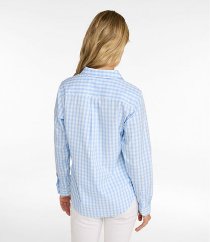 Women's Wrinkle-Free Pinpoint Oxford Shirt, Long-Sleeve Relaxed Fit Plaid L.L.Bean Top Pick