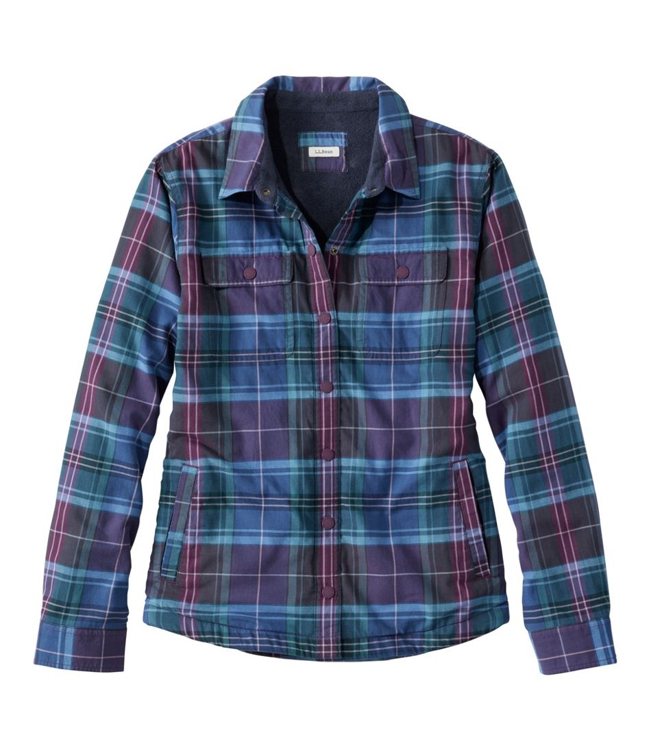Women's Fleece-Lined Flannel Shirt, Snap-Front Plaid L.L.Bean Classic