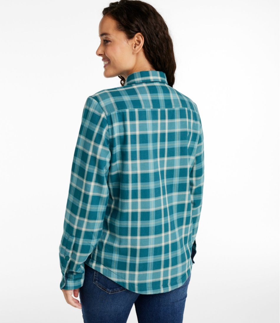 Women's Fleece-Lined Flannel Shirt, Snap-Front Plaid L.L.Bean Classic