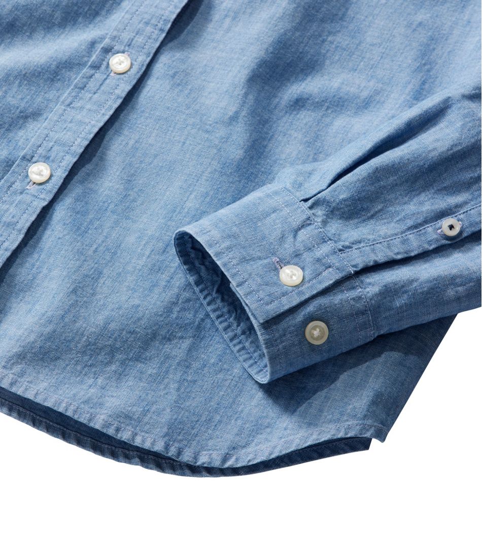 Women's Essential Cotton Shirt, Chambray Long Sleeve L.L.Bean New