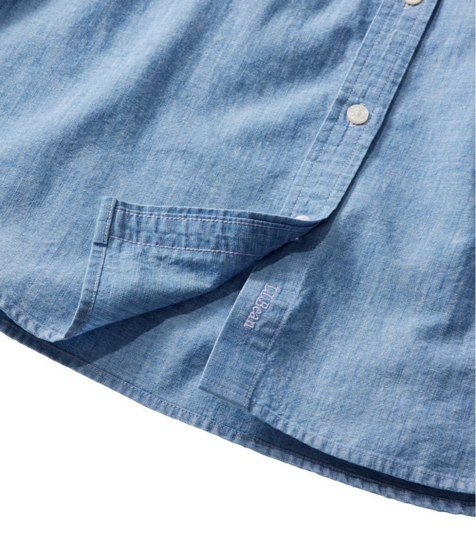 Women's Essential Cotton Shirt, Chambray Long Sleeve L.L.Bean New