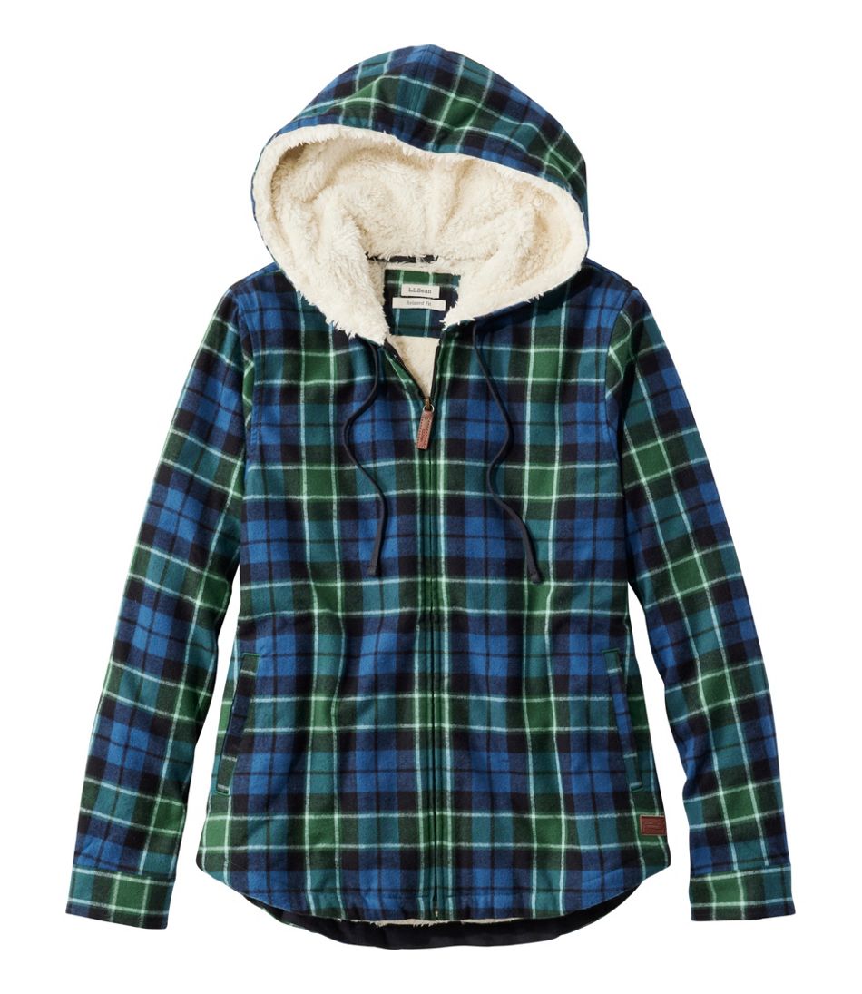 Women's Scotch Plaid Flannel Shirt, Sherpa-Lined Zip Hoodie L.L.Bean Best Seller