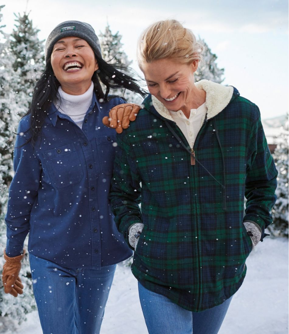 Women's Scotch Plaid Flannel Shirt, Sherpa-Lined Zip Hoodie L.L.Bean Best Seller