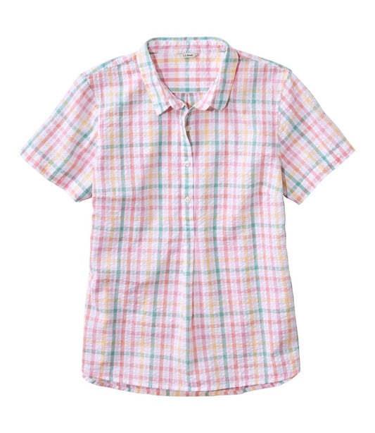Women's Vacationland Seersucker Shirt, Short-Sleeve Popover Plaid L.L.Bean Recommended