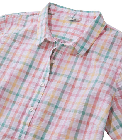 Women's Vacationland Seersucker Shirt, Short-Sleeve Popover Plaid L.L.Bean Recommended