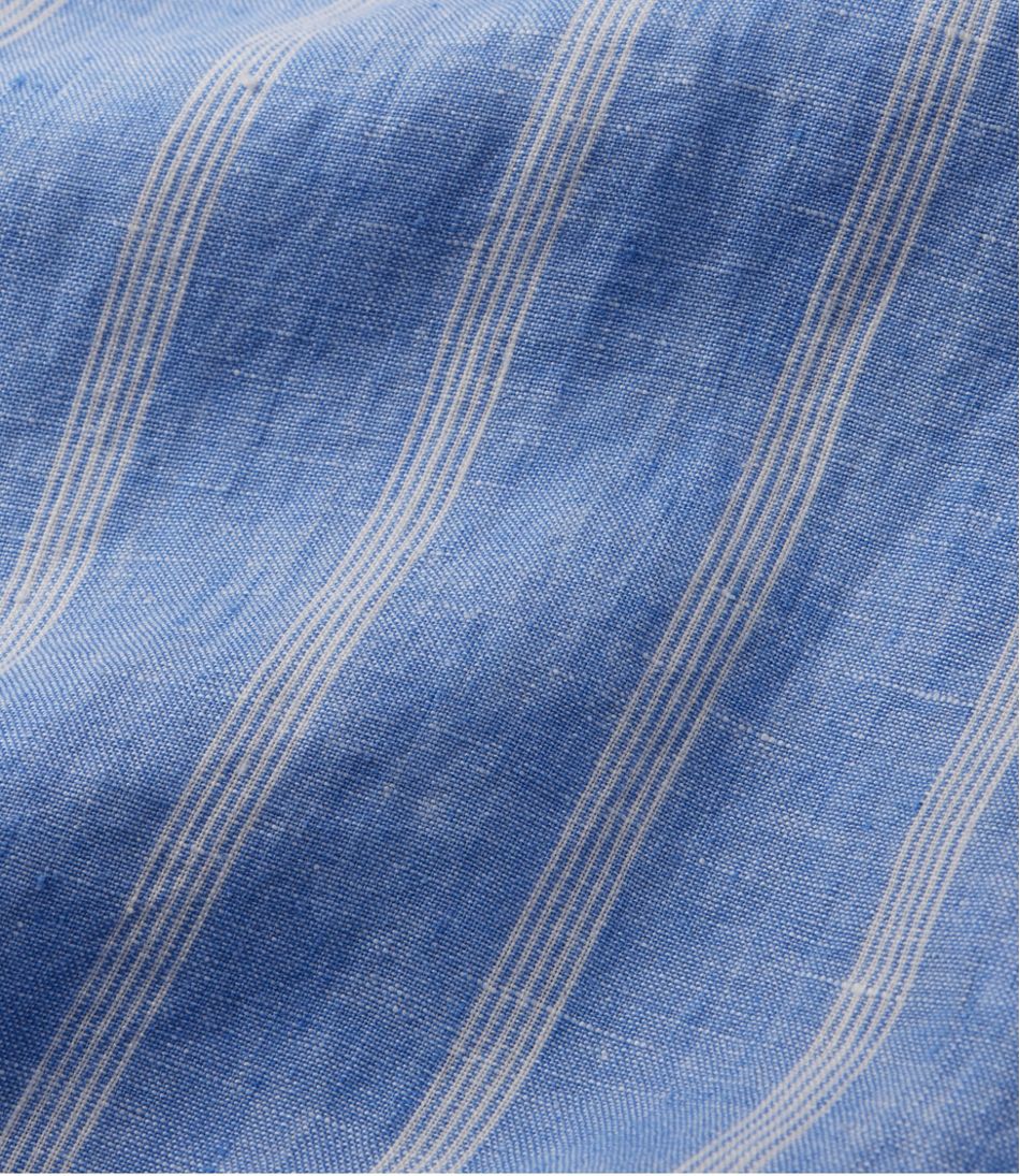 Women's Premium Washable Linen Shirt, Splitneck Stripe L.L.Bean New