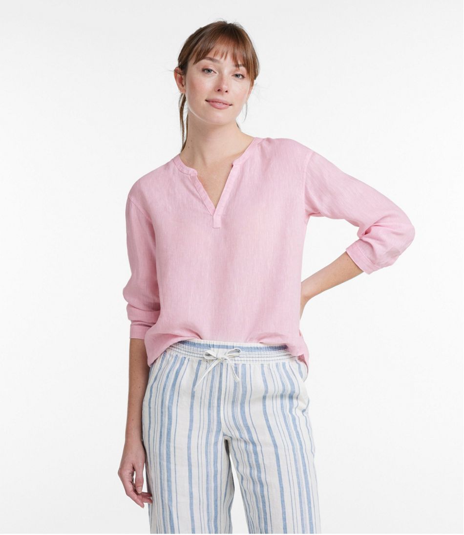Women's Premium Washable Linen Shirt, Splitneck L.L.Bean Featured