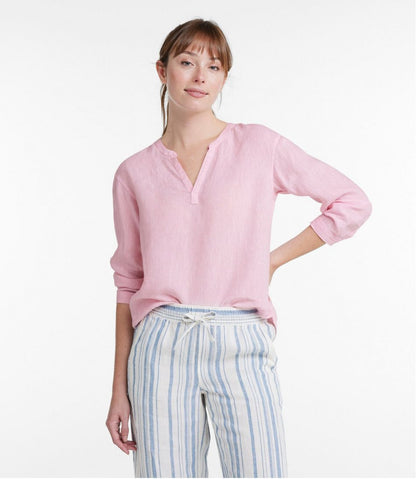 Women's Premium Washable Linen Shirt, Splitneck L.L.Bean Featured