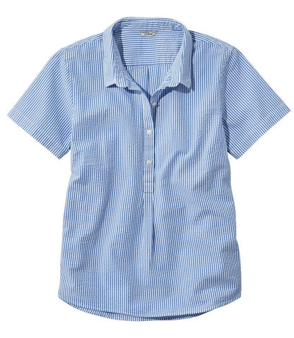 Women's Vacationland Seersucker Shirt, Short-Sleeve Popover Stripe L.L.Bean Popular
