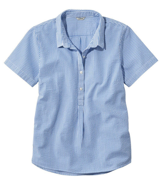 Women's Vacationland Seersucker Shirt, Short-Sleeve Popover Stripe L.L.Bean Popular