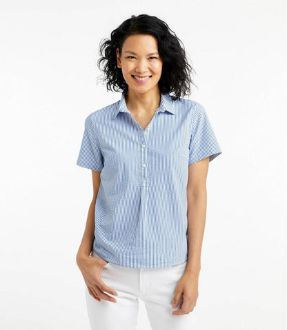 Women's Vacationland Seersucker Shirt, Short-Sleeve Popover Stripe L.L.Bean Popular