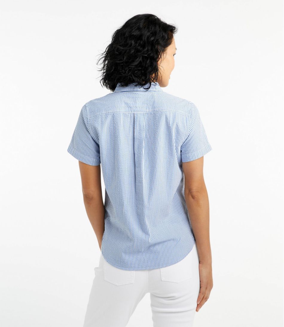 Women's Vacationland Seersucker Shirt, Short-Sleeve Popover Stripe L.L.Bean Popular