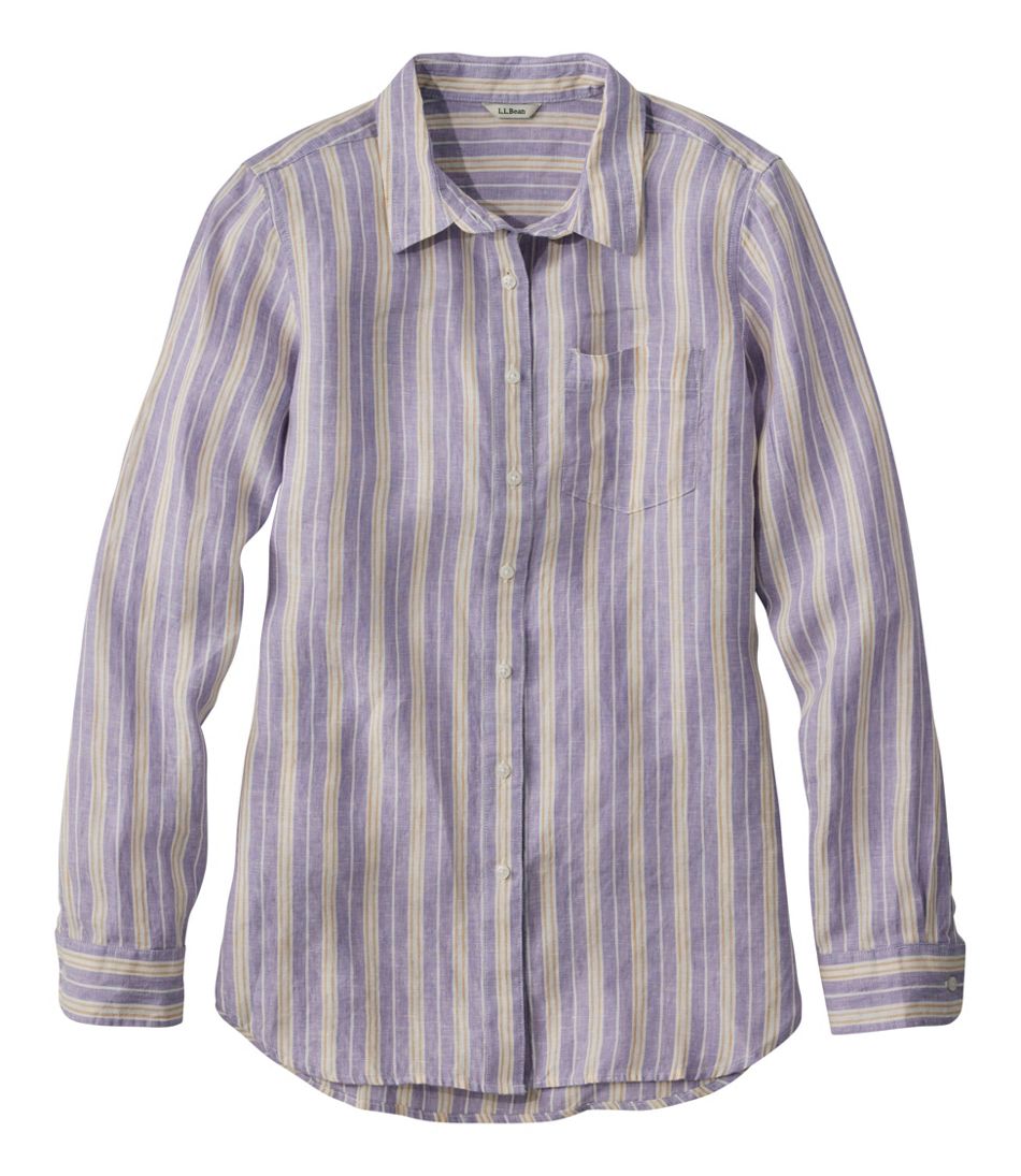 Women's Premium Washable Linen Shirt, Tunic Stripe L.L.Bean Trending