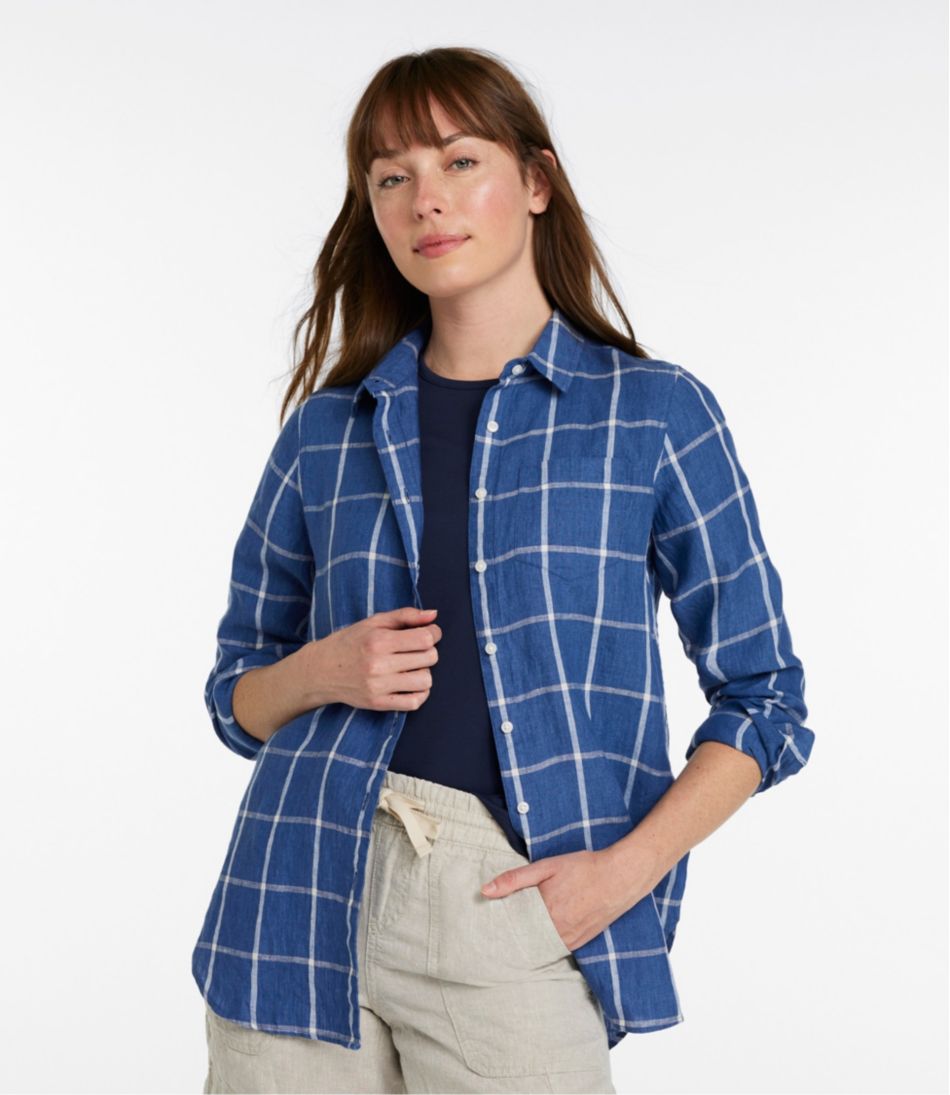 Women's Premium Washable Linen Shirt, Tunic Stripe L.L.Bean Trending
