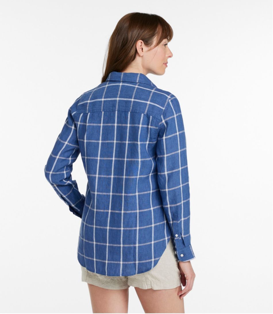 Women's Premium Washable Linen Shirt, Tunic Stripe L.L.Bean Trending