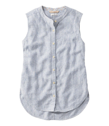Women's Signature Linen-Blend Button-Front Shirt, Sleeveless L.L.Bean Recommended