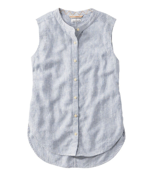 Women's Signature Linen-Blend Button-Front Shirt, Sleeveless L.L.Bean Recommended