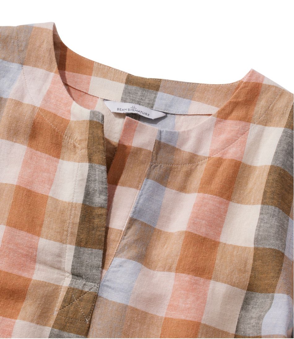 Women's Signature Linen-Blend Splitneck Shirt, Short-Sleeve L.L.Bean Everyday