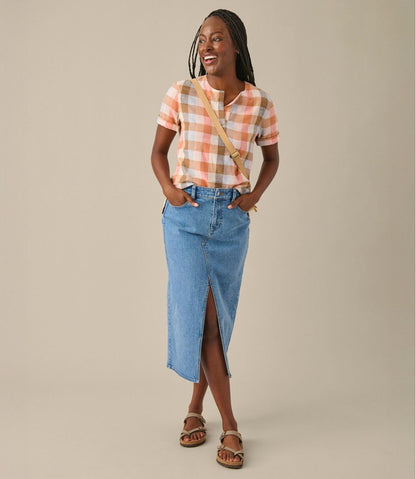 Women's Signature Linen-Blend Splitneck Shirt, Short-Sleeve L.L.Bean Everyday