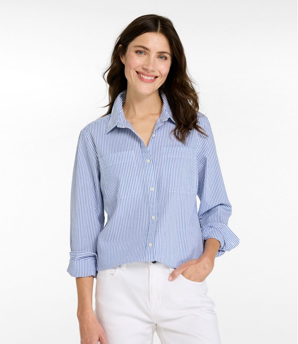 Women's Vacationland Seersucker Shirt, Long-Sleeve L.L.Bean Premium