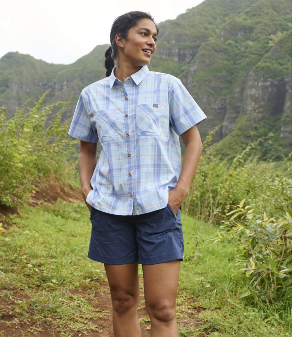 Women's Everyday SunSmart® Woven Shirt, Short-Sleeve Plaid L.L.Bean Essential
