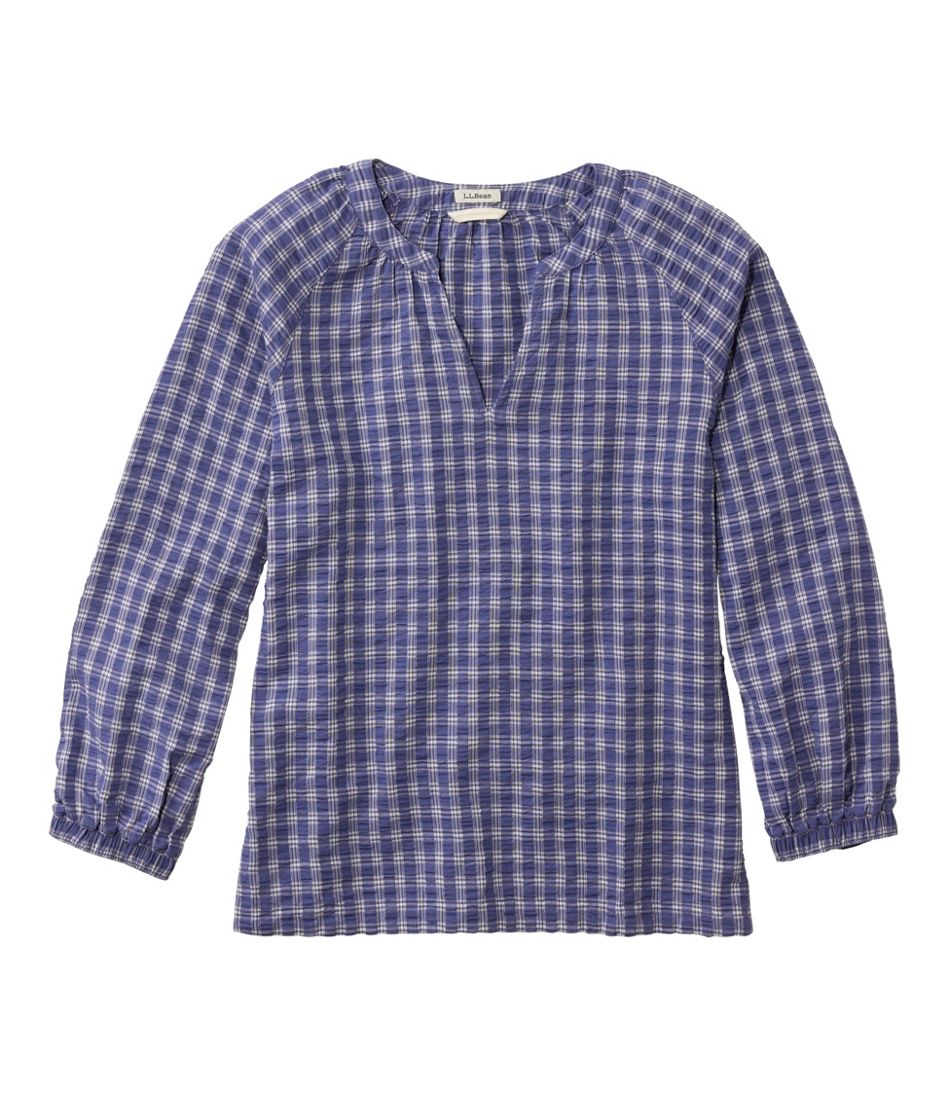 Women's Bean's Seacoast Seersucker Splitneck Shirt L.L.Bean Trending