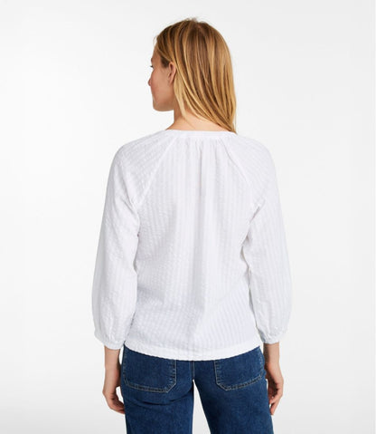 Women's Bean's Seacoast Seersucker Splitneck Shirt L.L.Bean Trending
