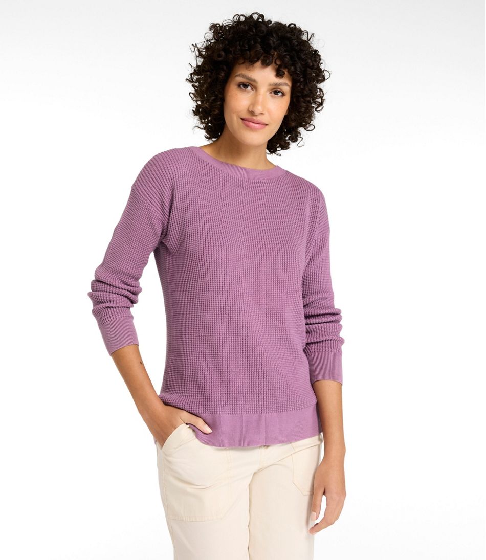 Women's Sunwashed Waffle Sweater, Pullover L.L.Bean Premium