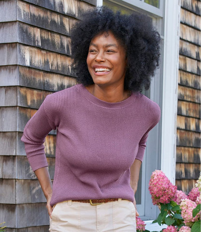 Women's Sunwashed Waffle Sweater, Pullover L.L.Bean Premium