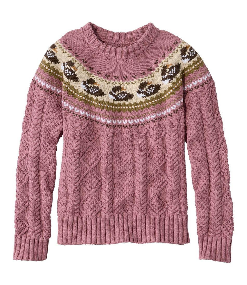 Women's Signature Cotton Fisherman Sweater, Crewneck Novelty L.L.Bean New