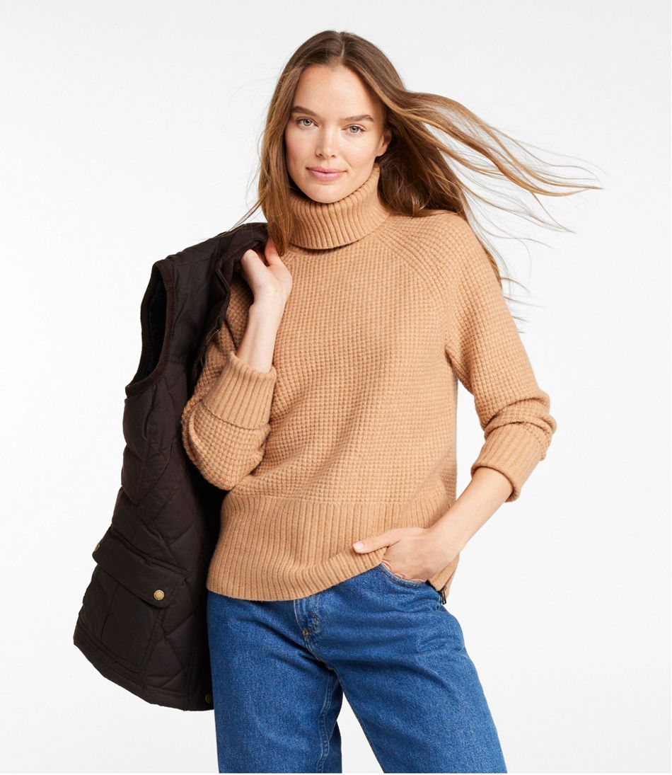 Women's SuperSoft Waffle Sweater, Turtleneck L.L.Bean Trending