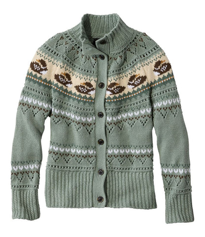 Women's Signature Cotton Fisherman Sweater, Short Cardigan Fair Isle L.L.Bean Best Seller