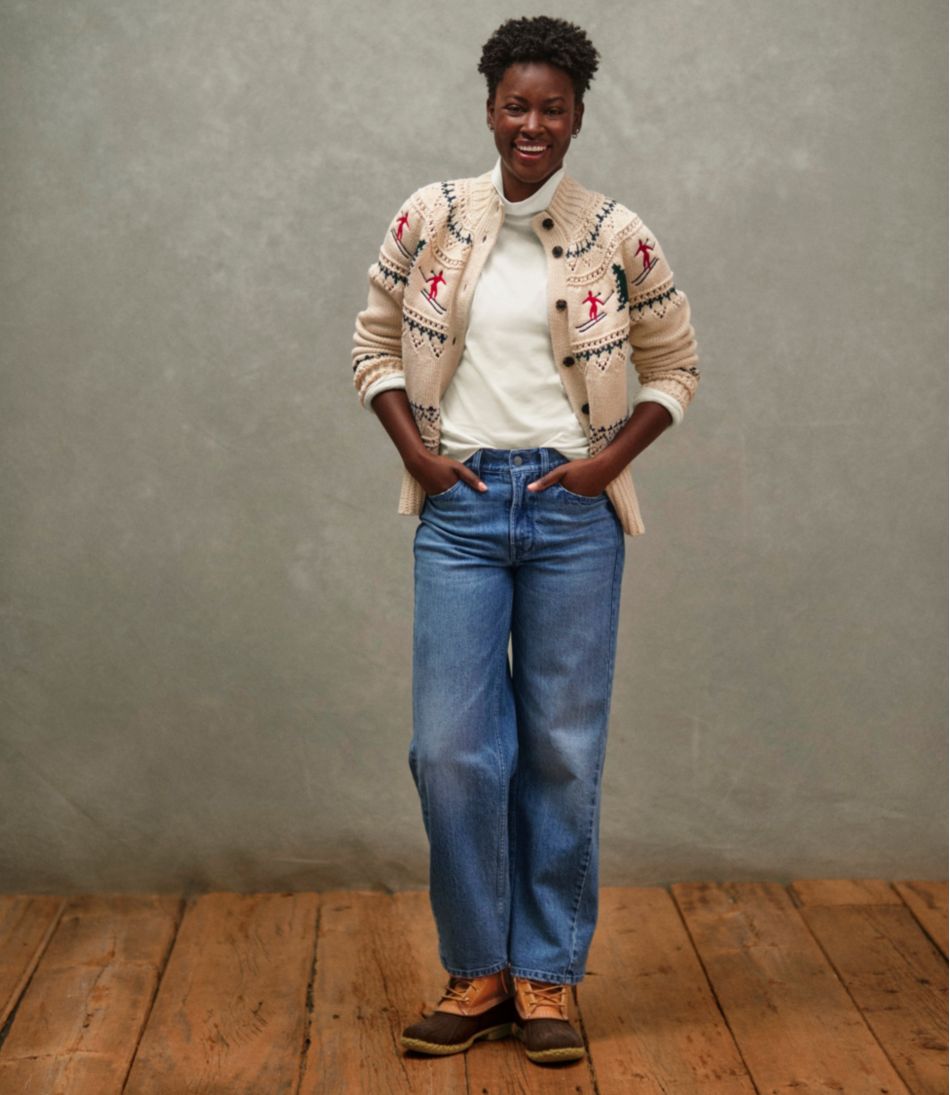 Women's Signature Cotton Fisherman Sweater, Short Cardigan Fair Isle L.L.Bean Best Seller