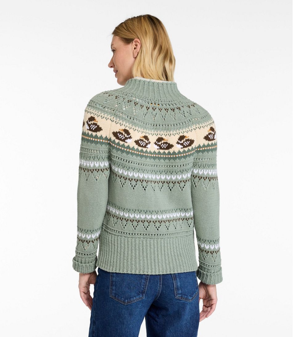Women's Signature Cotton Fisherman Sweater, Short Cardigan Fair Isle L.L.Bean Best Seller