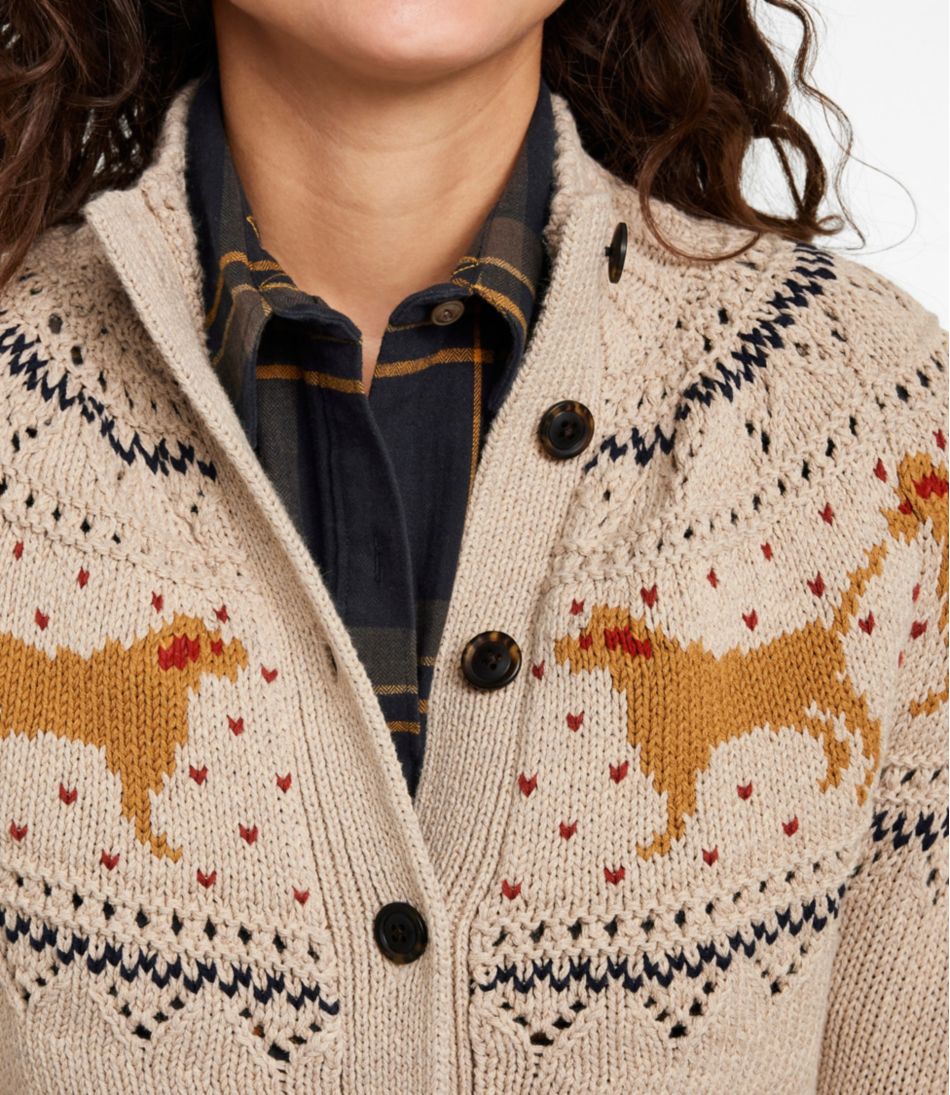 Women's Signature Cotton Fisherman Sweater, Short Cardigan Fair Isle L.L.Bean Best Seller
