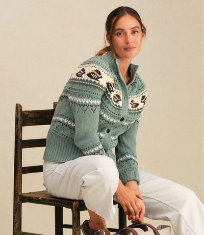 Women's Signature Cotton Fisherman Sweater, Short Cardigan Fair Isle L.L.Bean Best Seller
