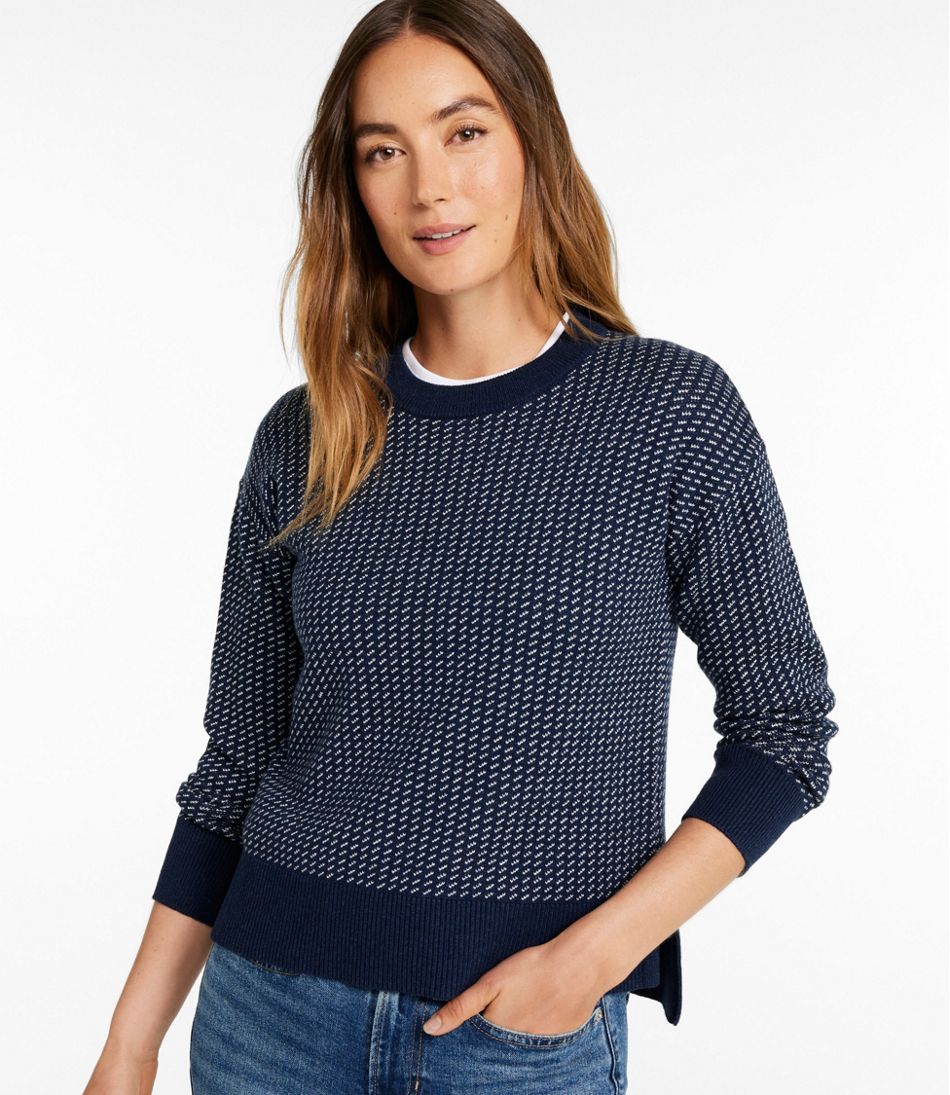 Women's Wicked Soft Cotton/Cashmere Crewneck Sweater, Pattern L.L.Bean Classic