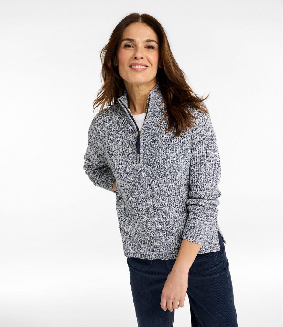 Women's Mariner Shaker Sweater, Quarter-Zip L.L.Bean Essential
