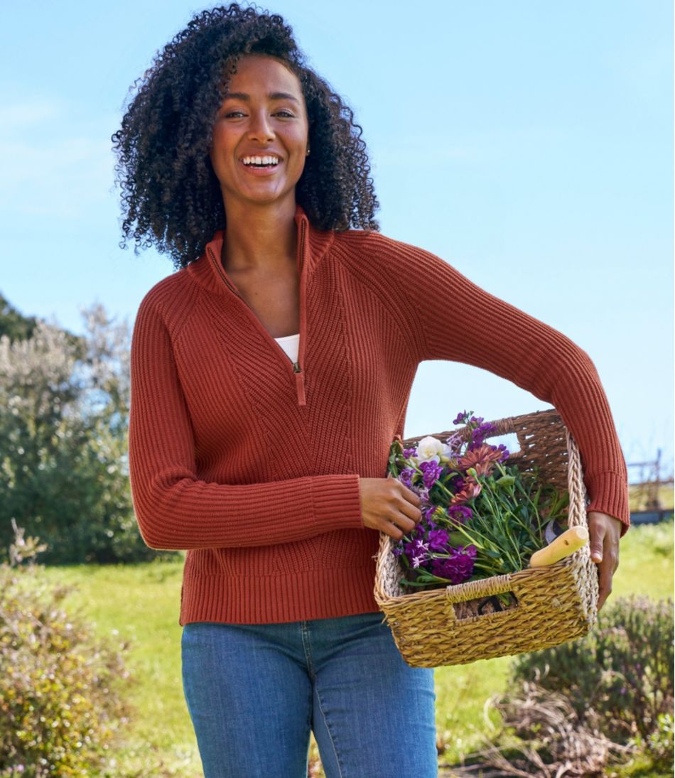 Women's Mariner Shaker Sweater, Quarter-Zip L.L.Bean Essential