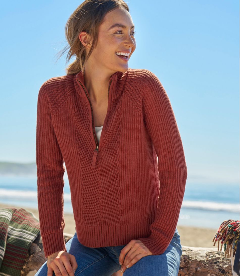 Women's Mariner Shaker Sweater, Quarter-Zip L.L.Bean Essential