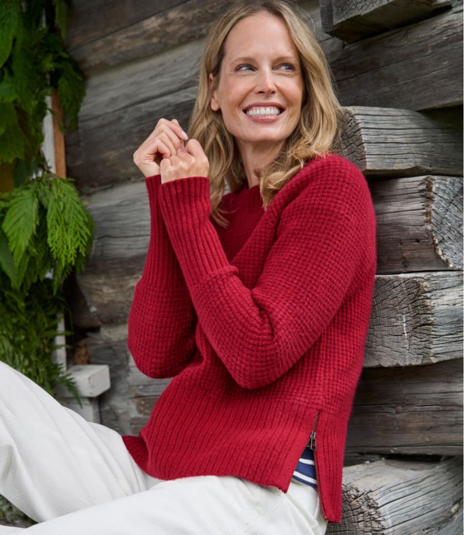 Women's SuperSoft Waffle Sweater, Crewneck L.L.Bean Premium