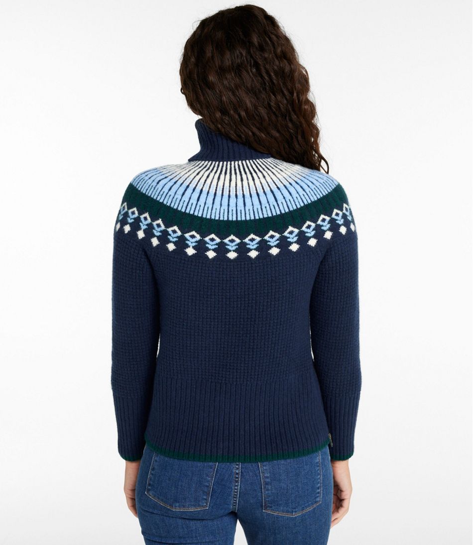 Women's SuperSoft Waffle Sweater, Turtleneck Fair Isle L.L.Bean Trending